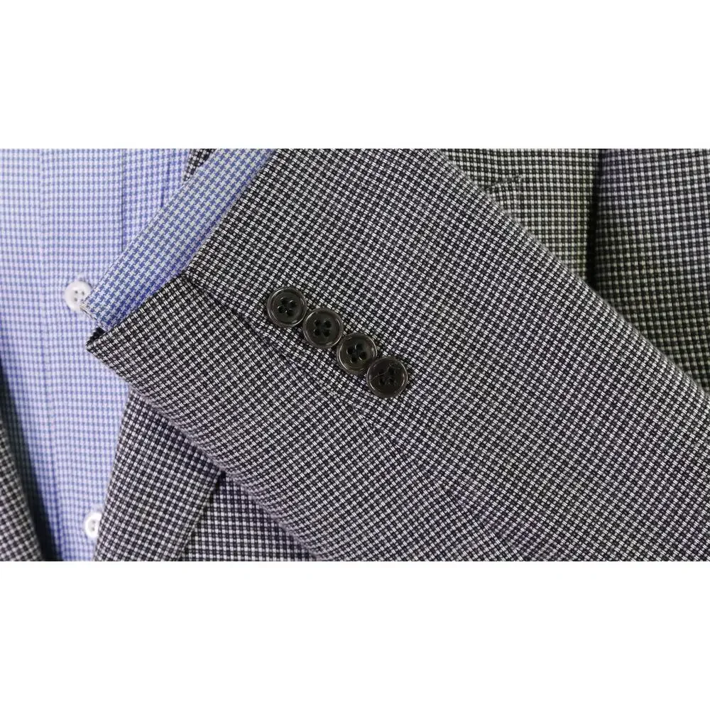 Armani Collezioni Silver Black Wool Viscose Knit Woven 2Btn Sportcoat Blazer 40R